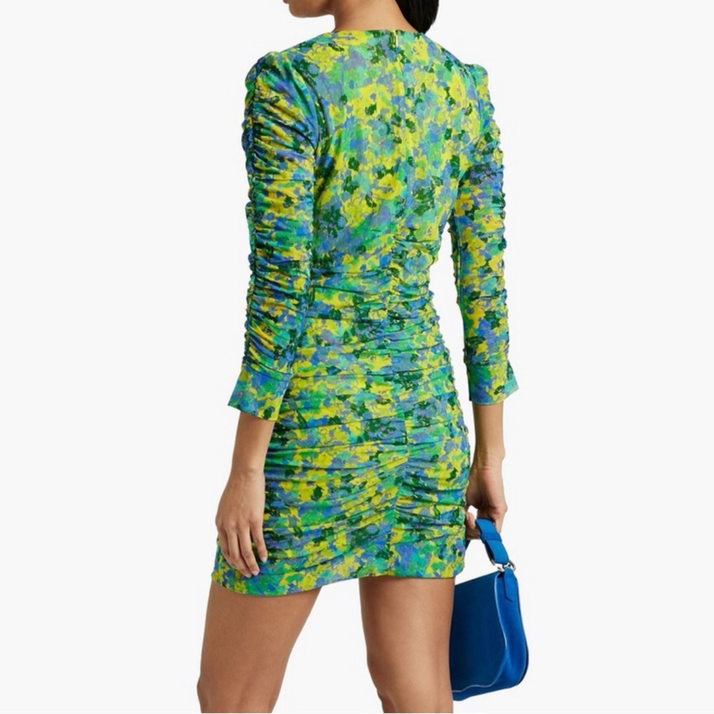 Ganni Floral Ruched Mini Dress - Picture 2 of 4